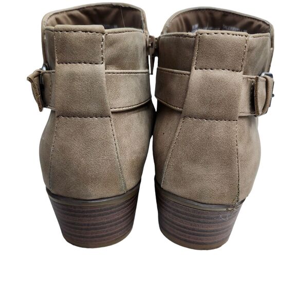 Esprit Tally Ankle Booties Womens 9.5M Taupe Faux Suede Side Zip Buckle Casual - Picture 5 of 9